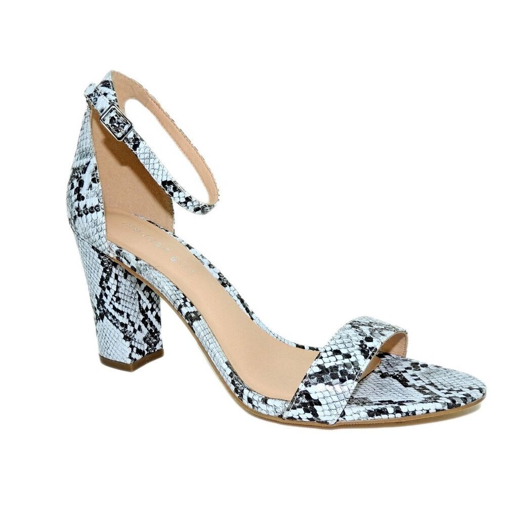 Madden Girls Womens‎ Size 9.5M Beella High Heel Sandals in Blue Snakeskin S4
